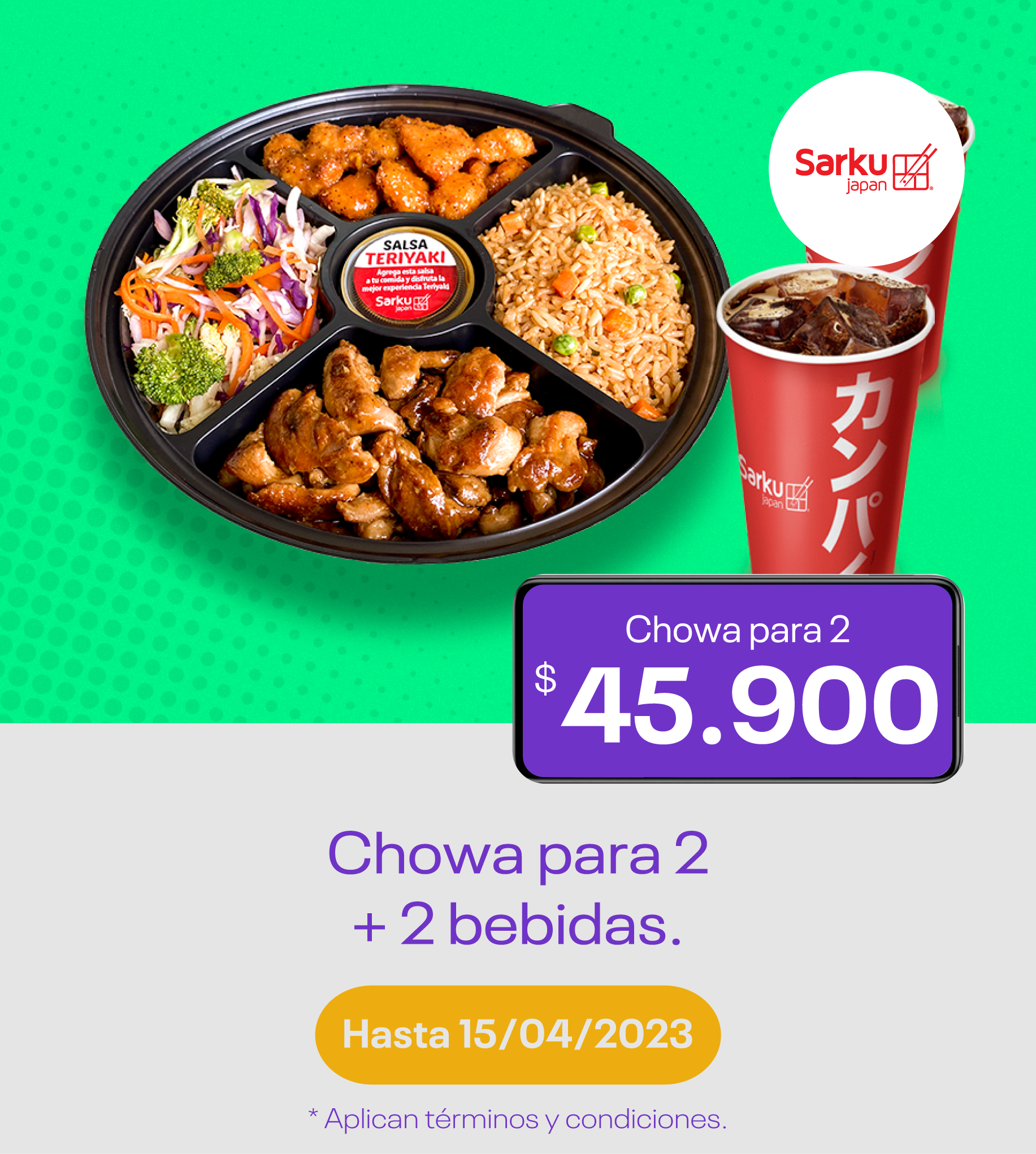 Chowa para 2 + bebidas a $45.900 de Sarku Japan en Viva Envigado